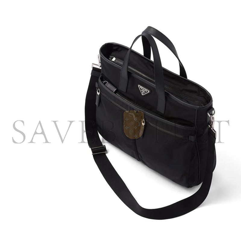 PRADA RE-NYLON AND SAFFIANO LEATHER TOTE BAG 2VG860 (36*34*8cm)
